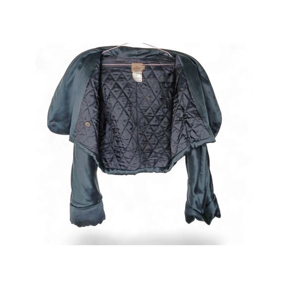 Sara Sturgeon 100% Silk Cropped Wrap Jacket Black Satin Blazer Top Sz 4 Vintage - Picture 5 of 13
